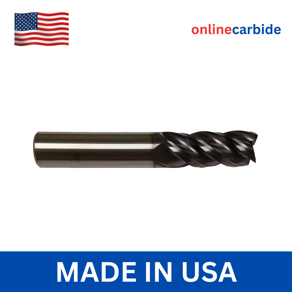 ONLINECARBIDE 1/2" 4 Flute Carbide End Mill High Performance .125 Corner Radius TiALN USA Made
