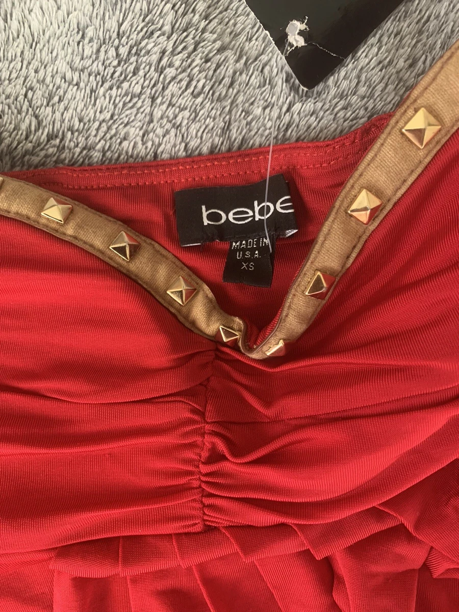 bebe Made In USA Red Tube Top Dress Xs 0 Paddes Bust