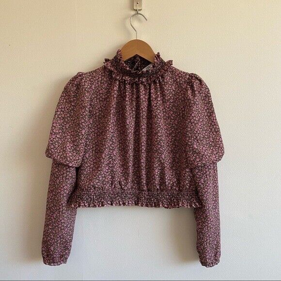 Zara Smocked Floral Top with Poof Sleeves +;Keyho… - image 2