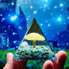 5*5cm Natural Crystal Orgonite Pyramid Chakra Healing Energy Reiki Quartz Stone