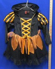Queen Princess Fairy Girls Halloween Costume Puffy Orange Black Dress Size 4