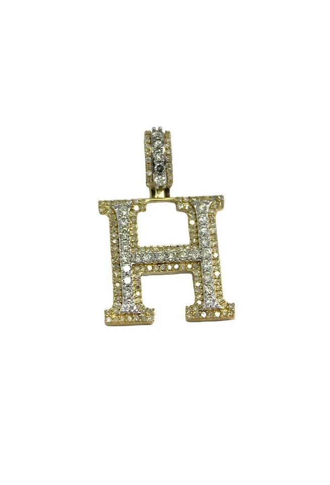 1.30Ct Round Cut Lab-Grown Diamond “H” Custom A-Z Letter Pendant 14K Yellow Gold - Image 2 of 4