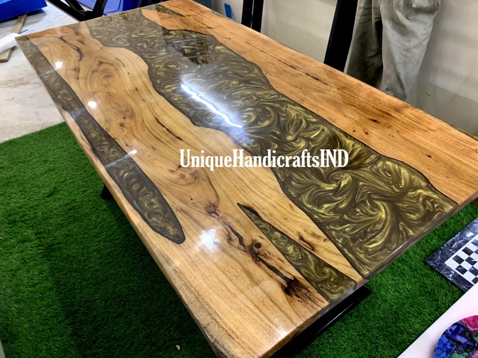 Resin River Table | Live Edge End Table | Epoxy River Table Kitchen Furniture