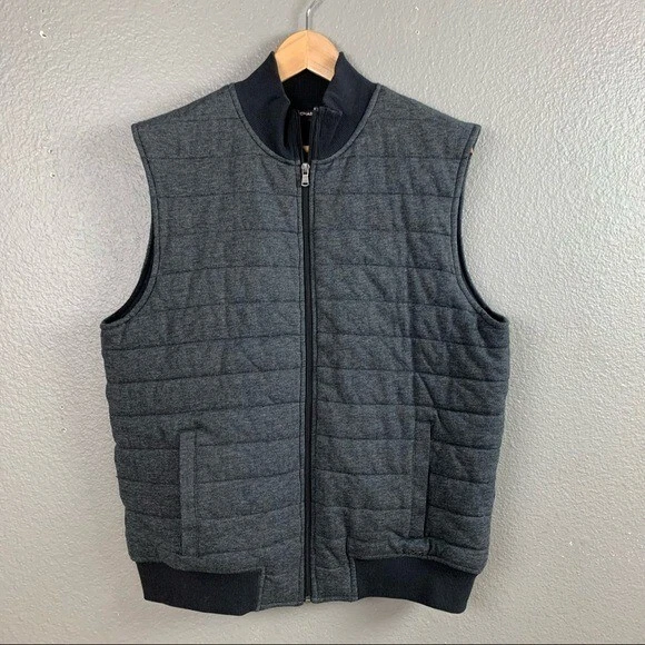 Michael Kors gray tweed zip up puffer vest
