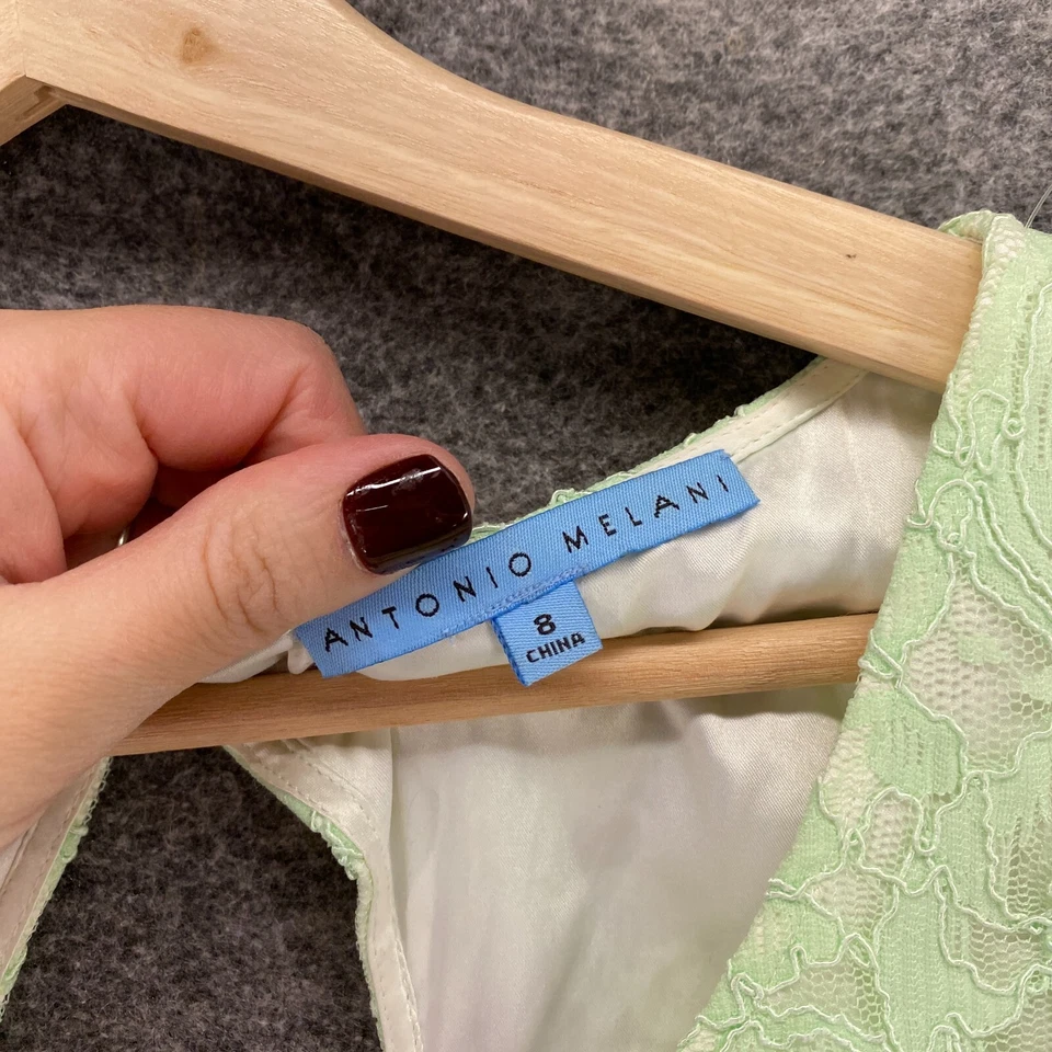 Vestido Antonio Melani Mujer 8 Verde Floral Cambio Midi Forrado Cremallera Manga Corta Foto 3 de 4