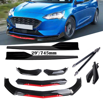 Front Rear Bumper Lip Spoiler Splitter Glossy Black For Ford Focus Fiesta FGDF