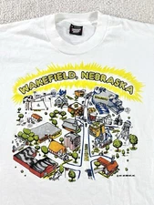 Vtg Wakefield Nebraska T Shirt Screen Stars White Farm Town 90s Mens Large