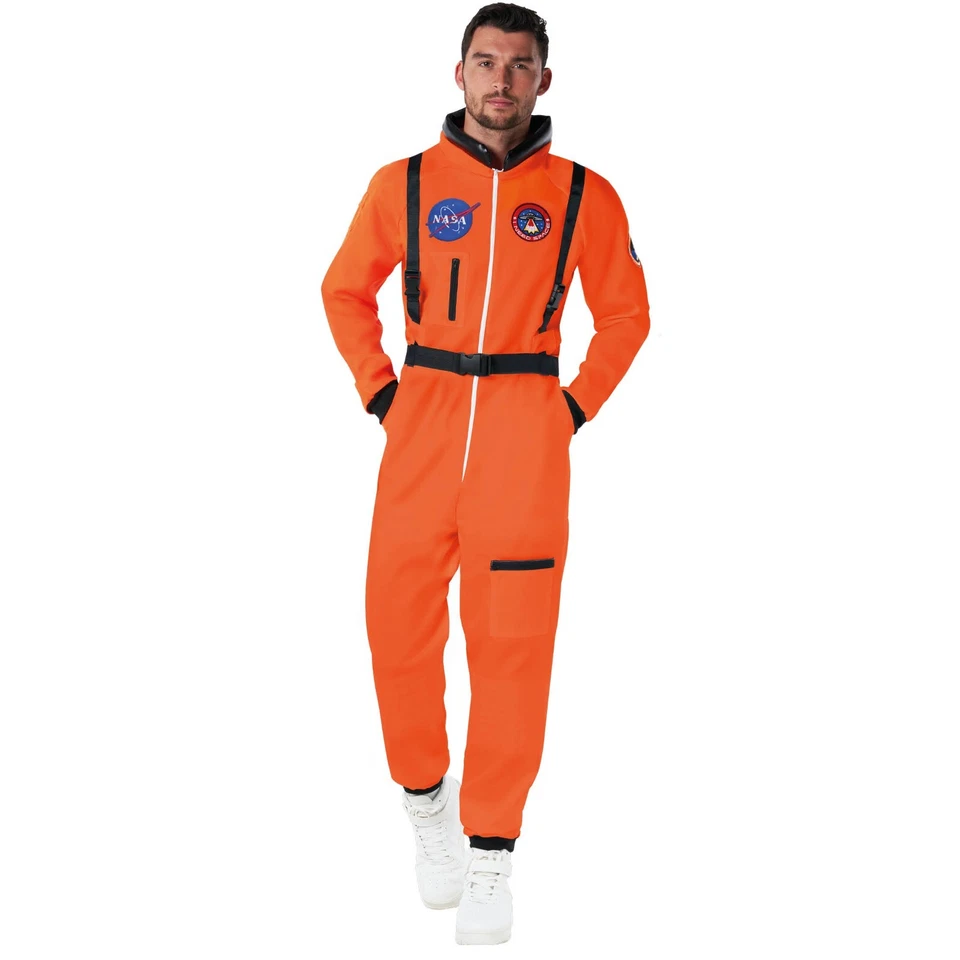 Fantasia masculina laranja astronauta adulto NASA Spaceman Space Suit M - XL Halloween - Imagem 3 de 4