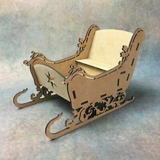 Wooden Sleigh Festive Ornament Christmas Home Decor Gift MDF Crafts Handmade DIY