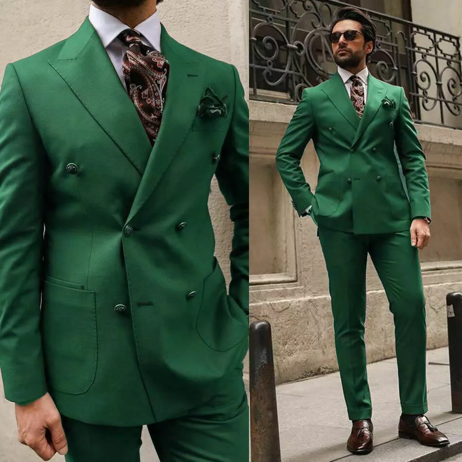 Green double shop breasted blazer