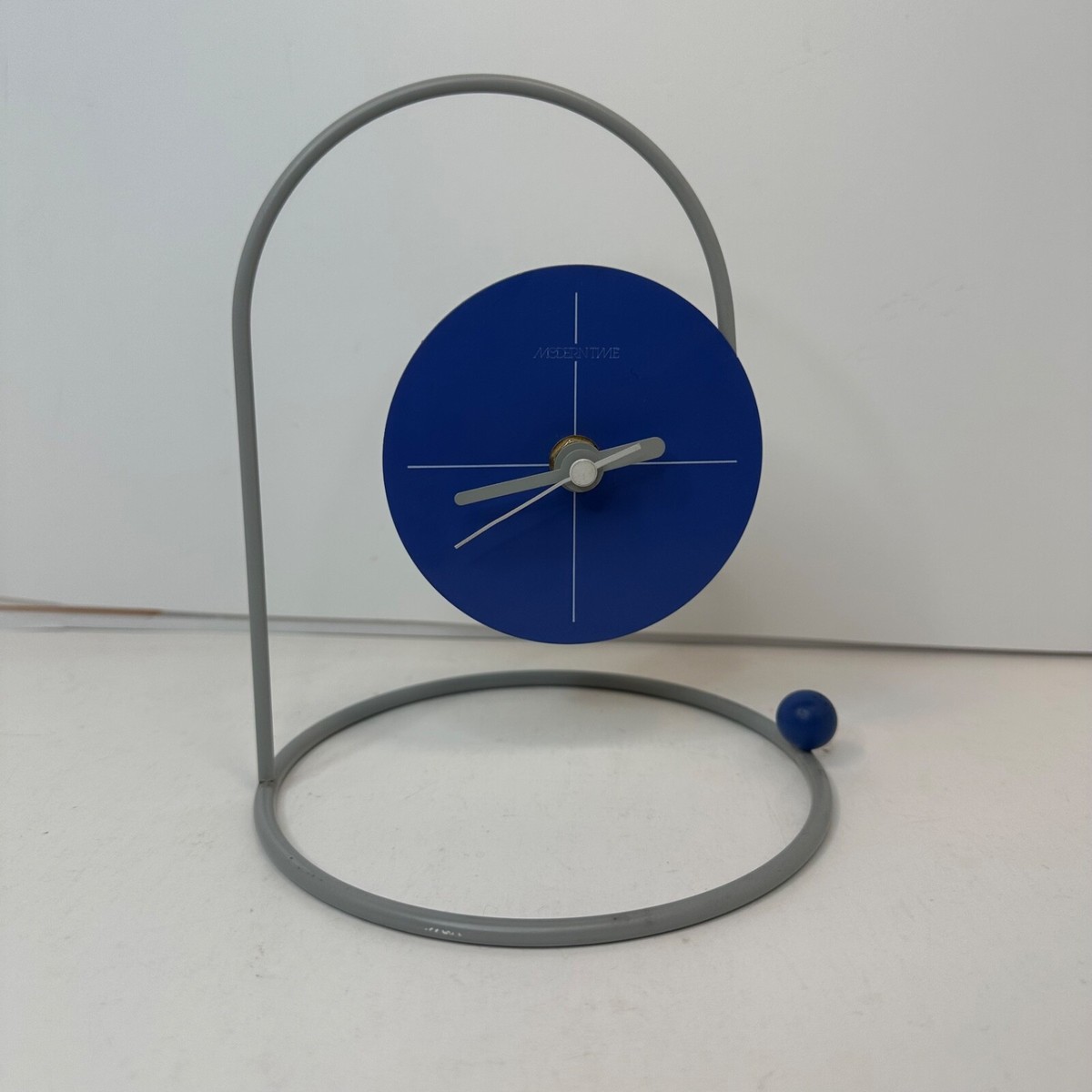 Nicolai Canetti Modern Time 7” Blue Desk Clock Tested Works *Bent