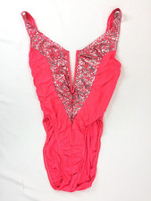 Vintage Bare Nothings One Piece Swimsuit Pink Highcut Made in USA Size 9/10