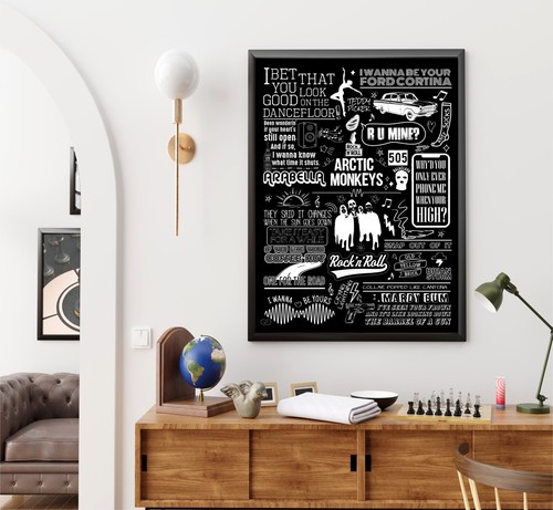 Arctic Monkeys Poster Song Lyric Print Doodle Art Wall Hanging B&W Gift Idea - 第 6/11 張圖片