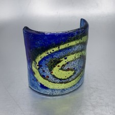 Abstrakte Glas Figur Windlicht Spirale; Iris Glas Greece; 9x4cm, H8.5cm