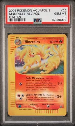 PSA 10 Ninetales Reverse Holo Aquapolis #25/147 Pokémon Italian