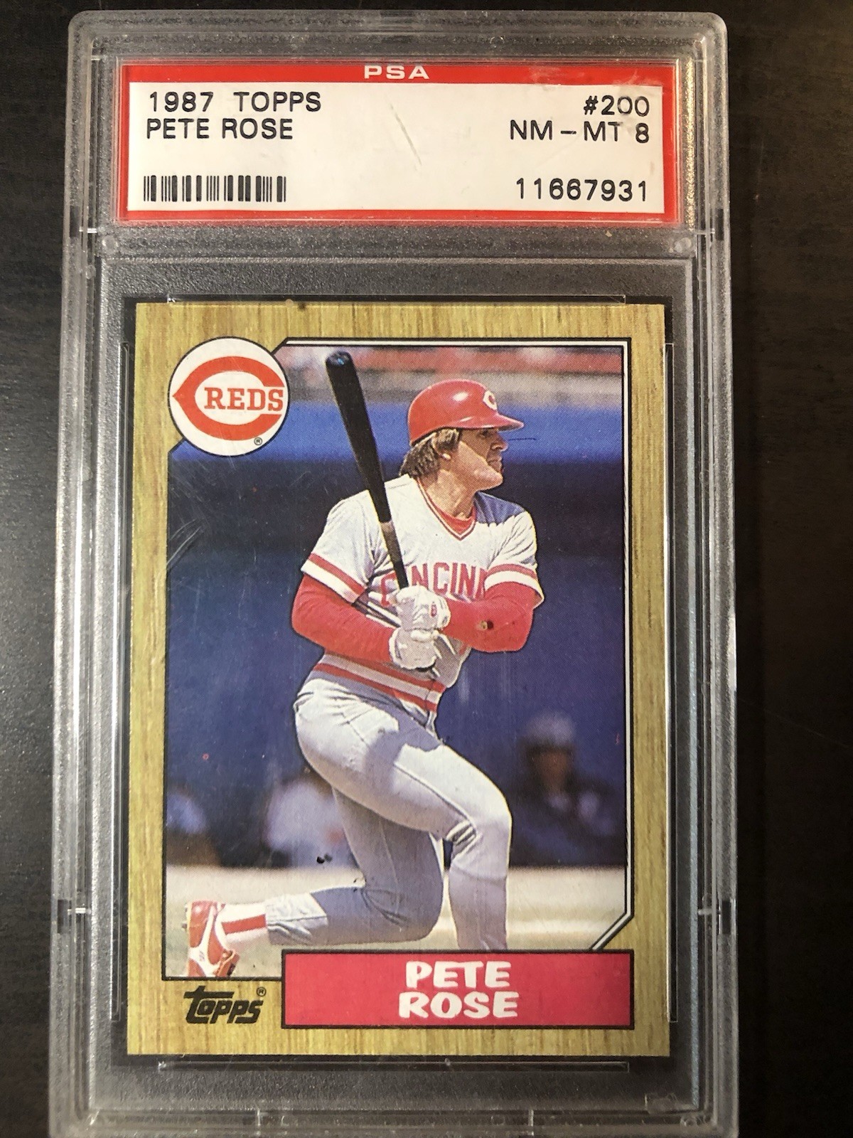 1987 TOPPS #200 PETE ROSE Cincinnati Reds PSA 8