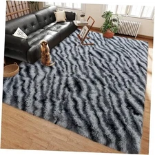 Soft Shag Rugs for Bedroom, 4x6 Zebra Black White Fluffy Shaggy Rugs for 
