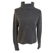 Vintage Q&A Size M Turtleneck Sweater Cropped Lambswool Angora Grey Gray Y2K