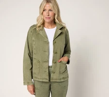 LOGO by Lori Goldstein Women's Jacket Sz M St Wash Notched Mint Glass A692552