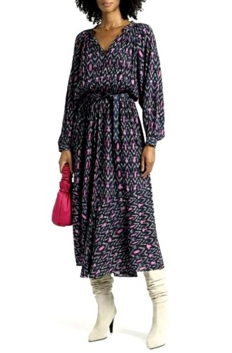 Isabel Marant Etoile $625 Long Sleeve Boho Print Midi Dress Romantic  