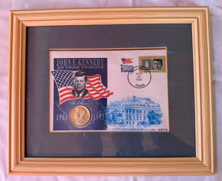 Framed 1993 John F Kennedy 30 Yr Tribute Silver Half Dollar & Stamp 1st Day Cvr