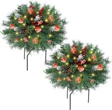 DR.DUDU 15 Inch Outdoor Christmas Decorations Urn Filler for Front Warm Red 