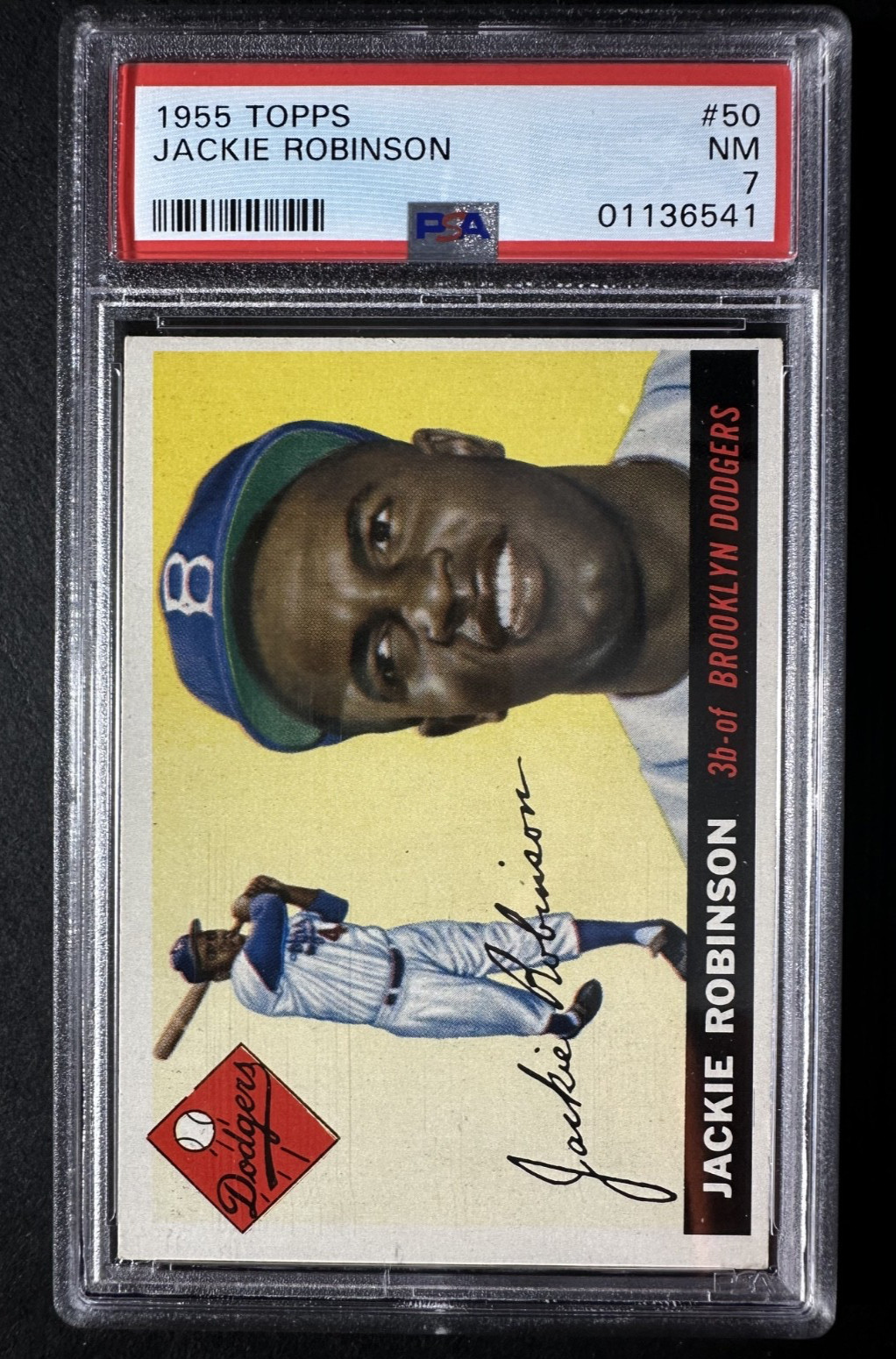 1955 Topps Jackie Robinson #50 Brooklyn Dodgers HOF PSA 7 NM