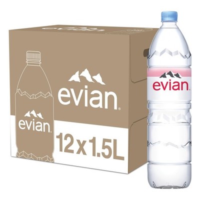 Evian Natural Spring Water, 1.5 L bottle (Pack of 12) 50.7 Fl Oz 