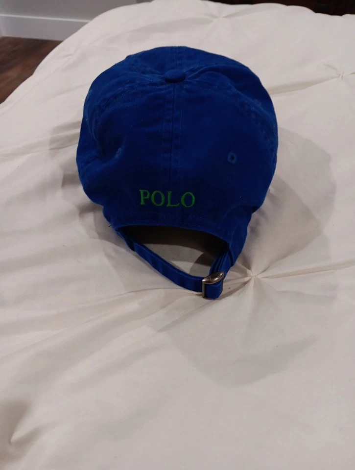 Polo Ralph Lauren Clásico Azul Con Verde Pomy Gorra Ajustable Foto 3 de 4