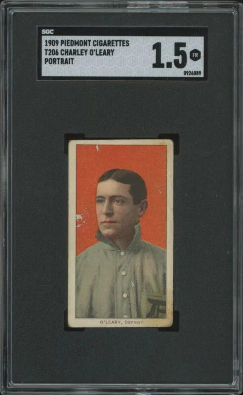 1909 T206 CHARLEY O'LEARY FAIR PIEDMONT 150 PORTRAIT SGC 1.5 DETROIT TIGERS