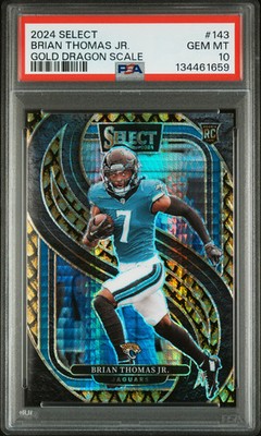 2024 Panini Select Brian Thomas JR. #143 Gold Dragon Scale PSA 10