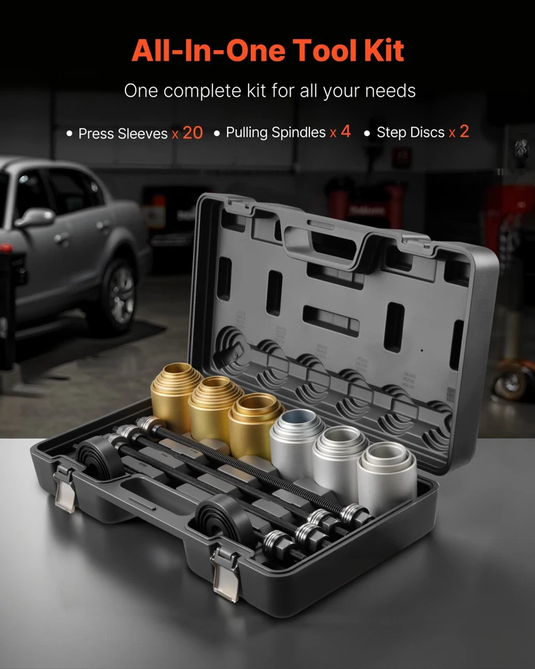 26PCS Pull & Press Sleeve Kit, Bushing Bearing Removal Tool Set w/ Case - Image 4 of 4