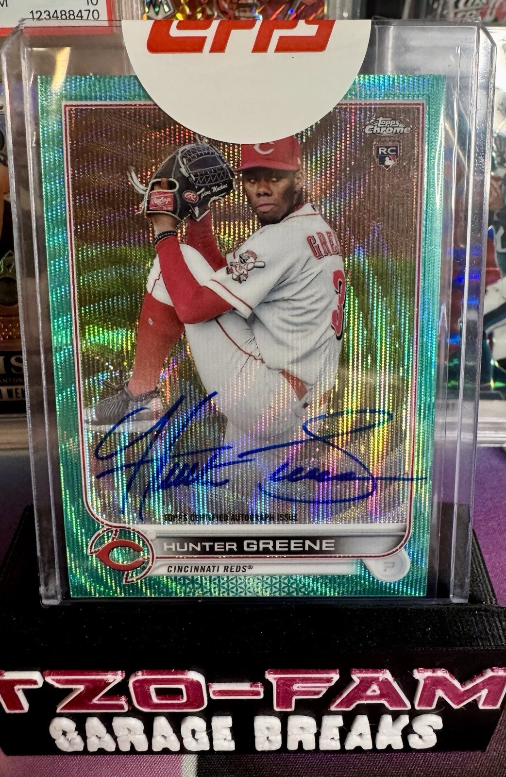 2022 Topps Chrome Hunter Greene RC AUTO AQUA WAVE Refractor #/199