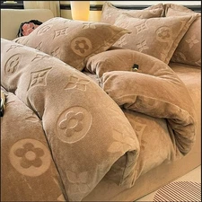 Velvet Bed Sheet 4-piece Set, Sheet and Pillow Case for Single, Queen, King Bed