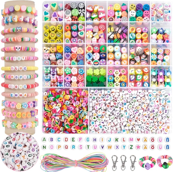 Ruby 1800Pcs Perlen Zum AuffäDeln Kinder, Diy Perlen FüR ArmbäNder Mit Deutschen-image