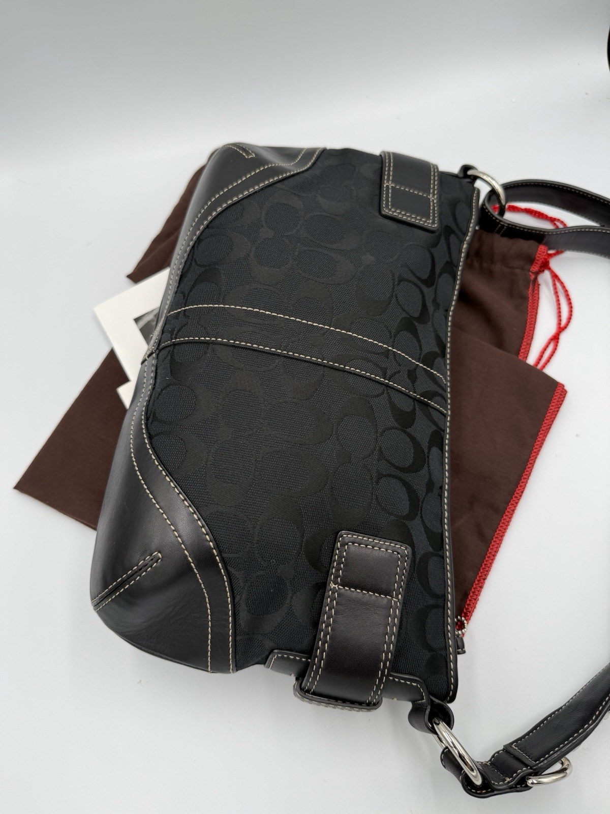 COACH Soho Signature 2Way Shoulder Bag Black Canvas L… - Gem