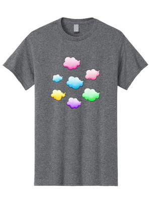 Colorful-Cartoon-Clouds Mens Graphic Tee, 100% Cotton, Casual Summer Wear