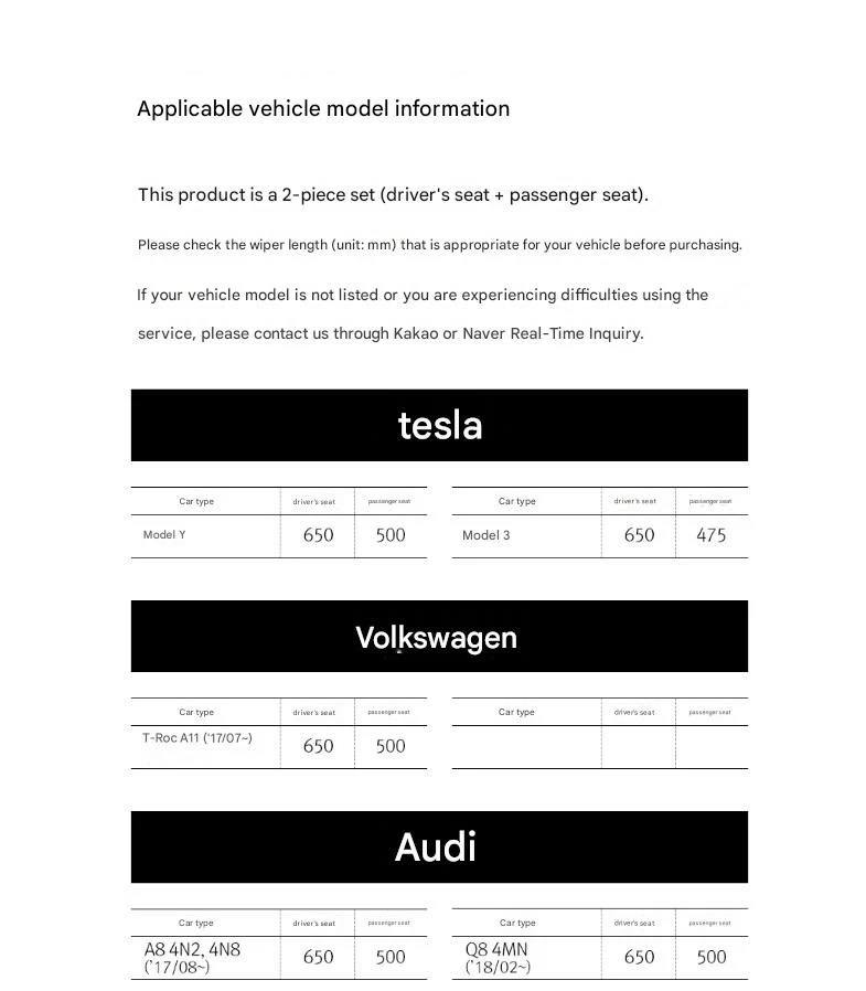 Tesla Model Y Bosch Wiper Bosch Aerotwin Wiper Set A621S [From Jan. 2021~] (2p) - Image 4 of 4