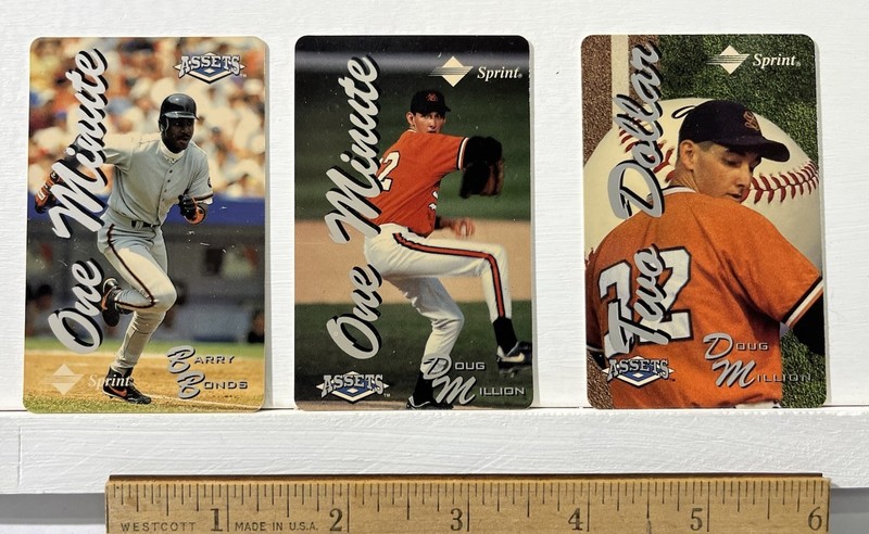 1995 Sprint Lot 3 Baseball Unused Call Cards  Barry Bonds Doug Million Near Mint