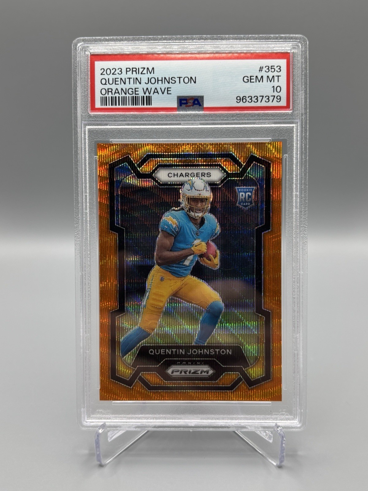 2023 Panini Prizm Rookies Quentin Johnston #353 Orange Wave Prizm /60 PSA 10