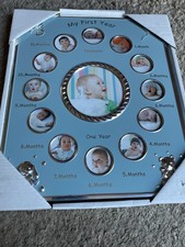 My First Year Baby Photo Frame Collage Multi-Opening Blue/Gold Newborn-1 Year