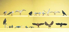 Preiser 10169 HO Scale Pigeons, Seagulls, Crows & Birds Of Prey -- 22 Pieces
