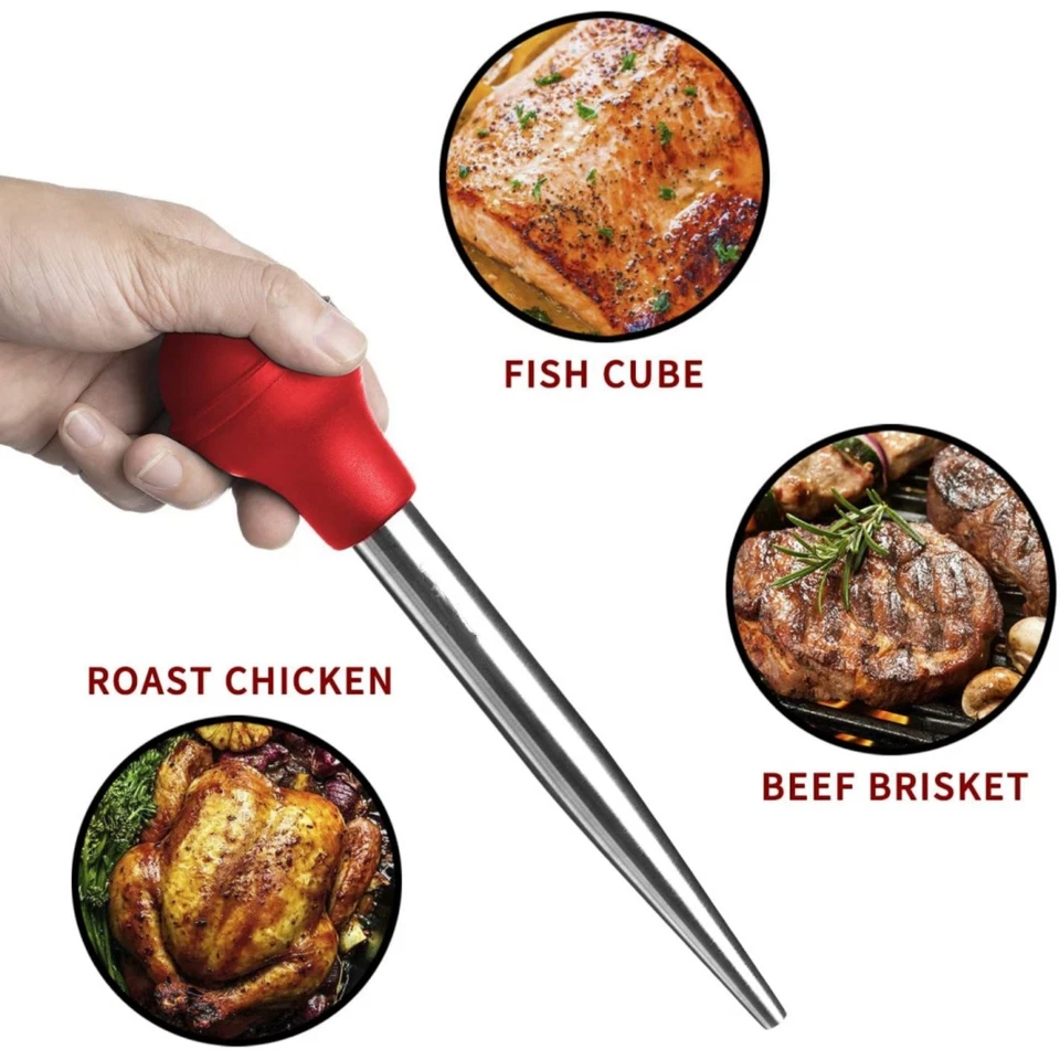 Stainless Steel Turkey Baster Silicone Bulb with Brush for Cooking Chicken Beef - Image 4 of 4
