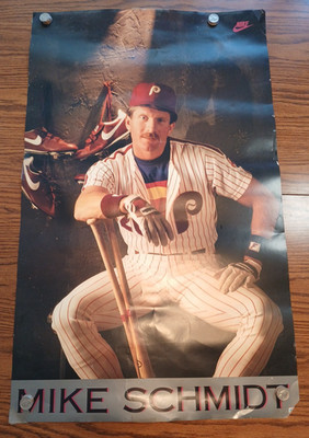 Original Vintage Mike Schmidt Phillies Superman Wall Poster 36x22 - Rougher 
