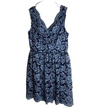 Altar’d State Women’s M V-Neck Fit Flare Dress Evening Blue Lace Sleeveless New