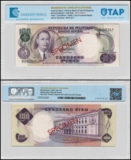 Philippines 100 Piso, 1969 ND, P-147bs, UNC, Specimen, Authenticated