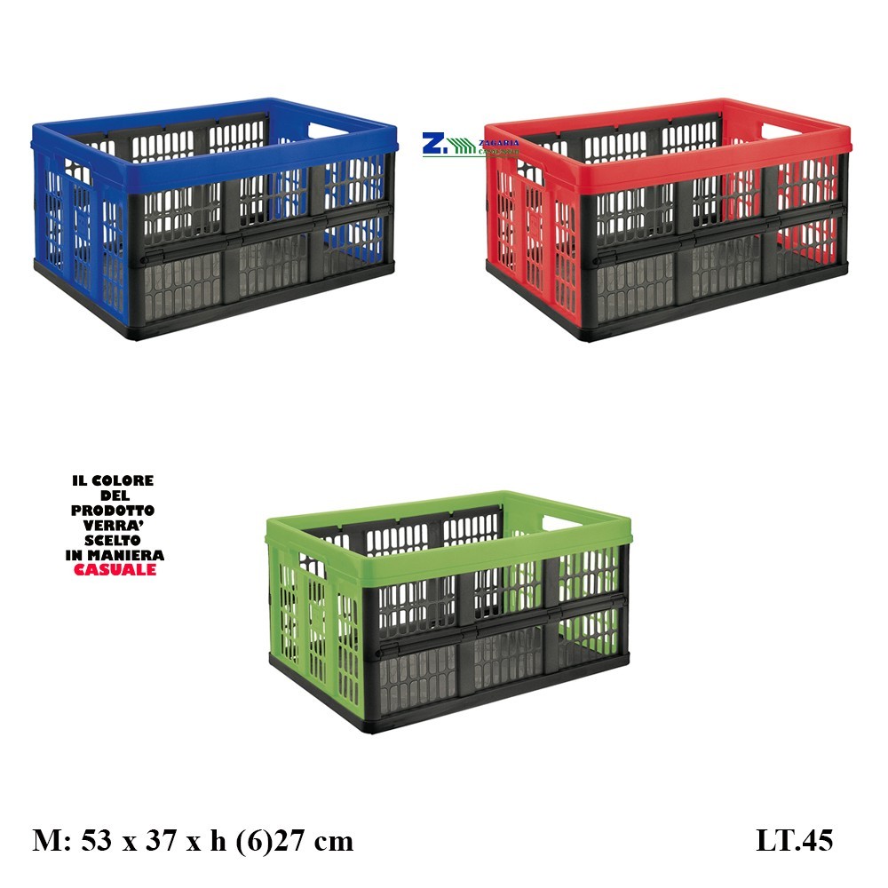 CASSA CONTENITORE CESTO BOX STORAGE VOILA LT.45 PIEGHEVOLE CON MANIGLIE
