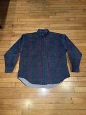 Vintage Ralph Lauren Chaps Mens XL 90s Colorway Striped Button Down Dress Shirt