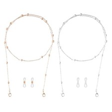 2Pcs Elegant Glasses Chain for Women Rose Gold Silver Beaded Eye Glasses