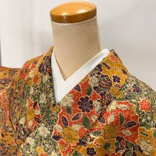 Japanese Kimono Komon Vintage Komon awase Polyester Free Shipping M size 5155